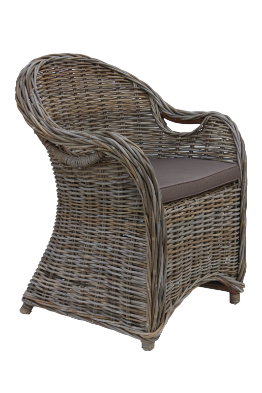 Fauteuil Parma - 65x65x87 - gris koboo/mocca - rotin