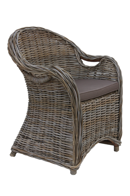 Fauteuil Parma - 65x65x87 - gris koboo/mocca - rotin