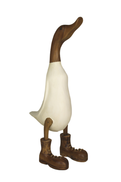 Statuette canard - blanc - bambou