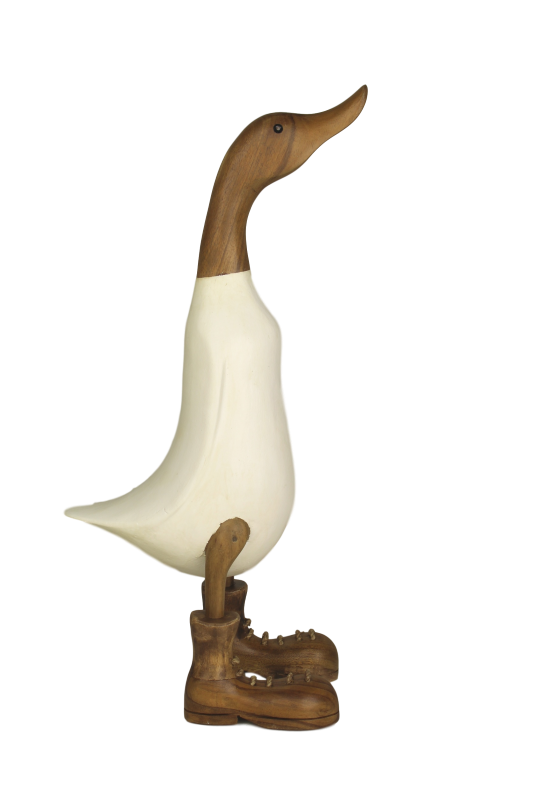 Statuette canard - blanc - bambou