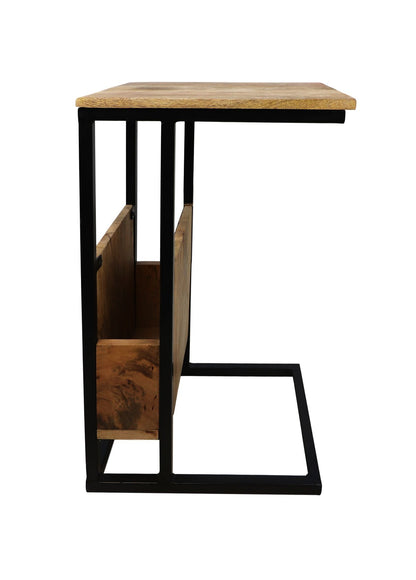 Table d'appoint - 34x40x68 - bois de manguier/fer