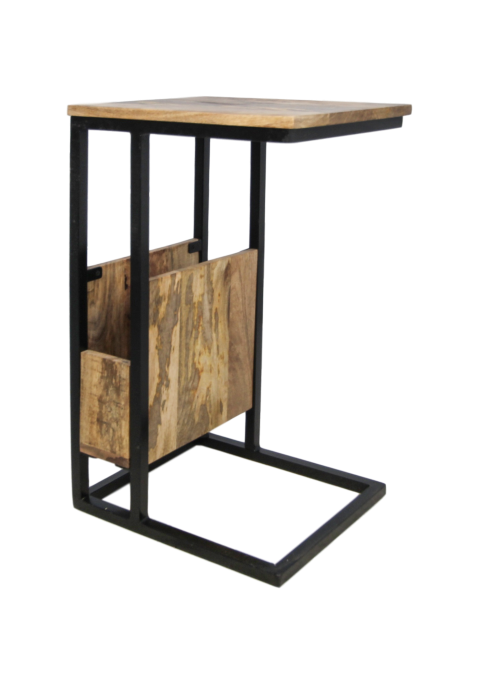 Table d'appoint - 34x40x68 - bois de manguier/fer