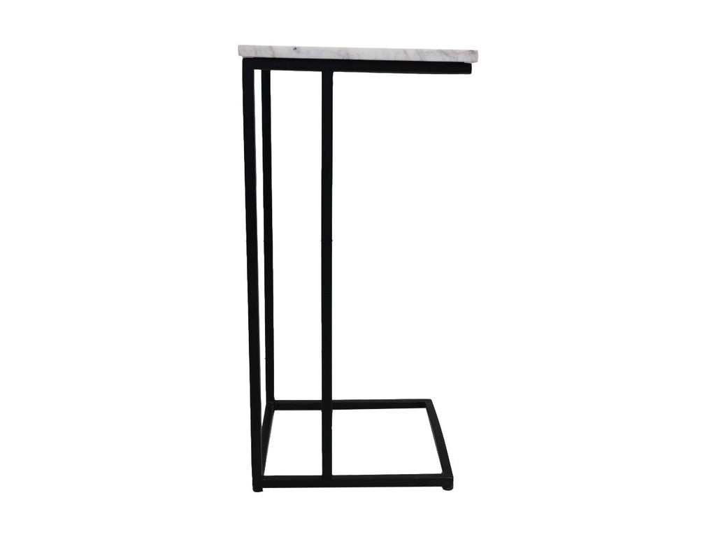 Table d'appoint Read - 32x32x65 - Blanc/noir - Marbre/métal