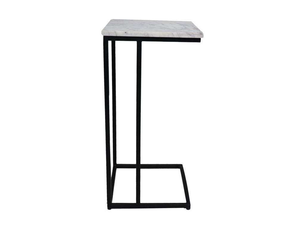 Table d'appoint Read - 32x32x65 - Blanc/noir - Marbre/métal