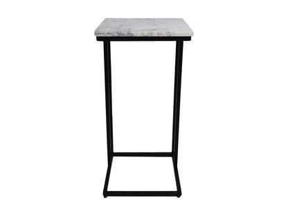 Table d'appoint Read - 32x32x65 - Blanc/noir - Marbre/métal