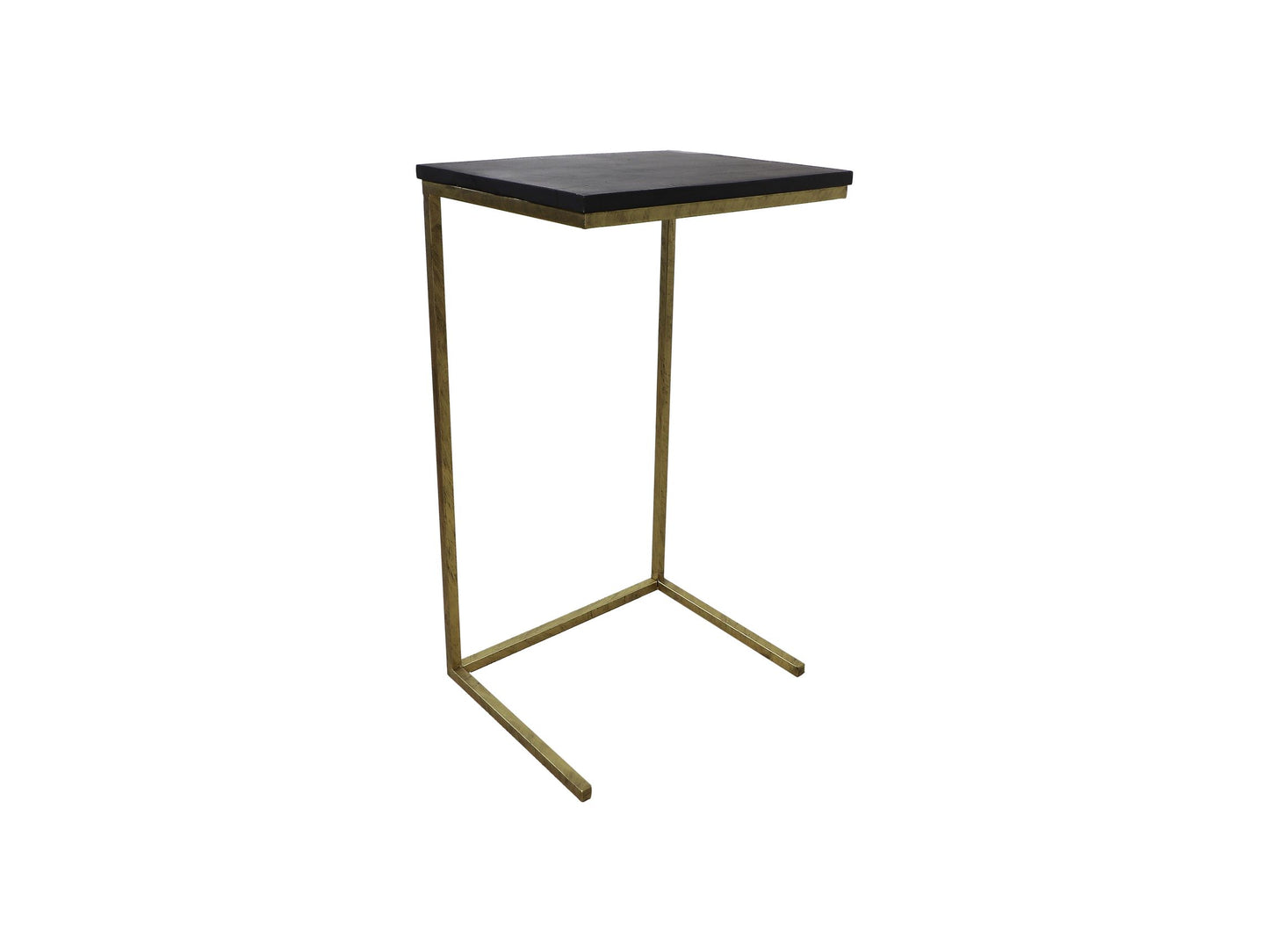 Table d'appoint Read - 38x30x65 - Noir/or - Bois de manguier/fer