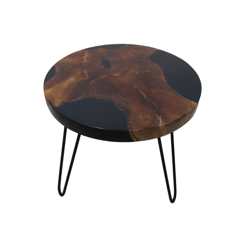 Table d'appoint ronde - ø50x45 - Teck/Epoxy