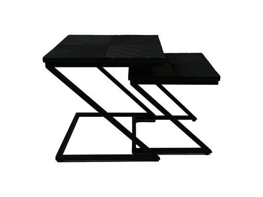 Table d'appoint modèle Z - 40x40x40/50x50x50 - Noir - Bois de manguier/métal