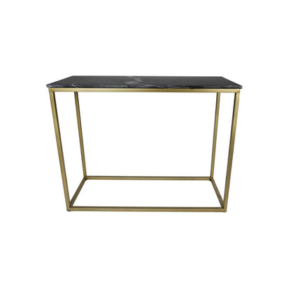 Table console Marseille - 100x35x75 - Noir/or - Marbre/métal