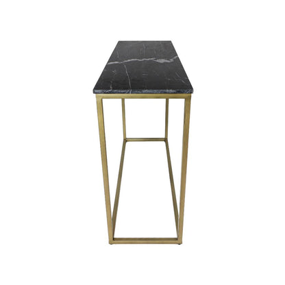 Table console Marseille - 100x35x75 - Noir/or - Marbre/métal