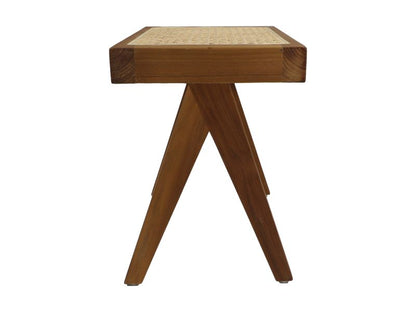 Tabouret décoratif - 42x32x45 - Naturel - Teck/rotin