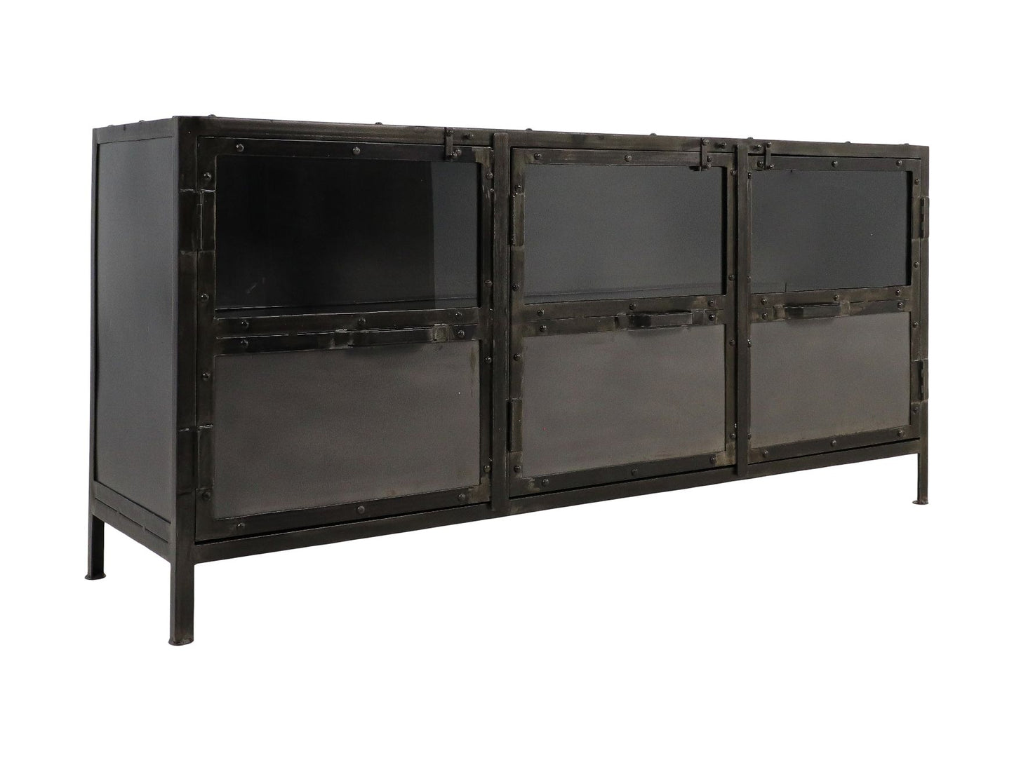 Buffet Brooklyn - 150x40x70 - Acier Naturel - Fer/verre