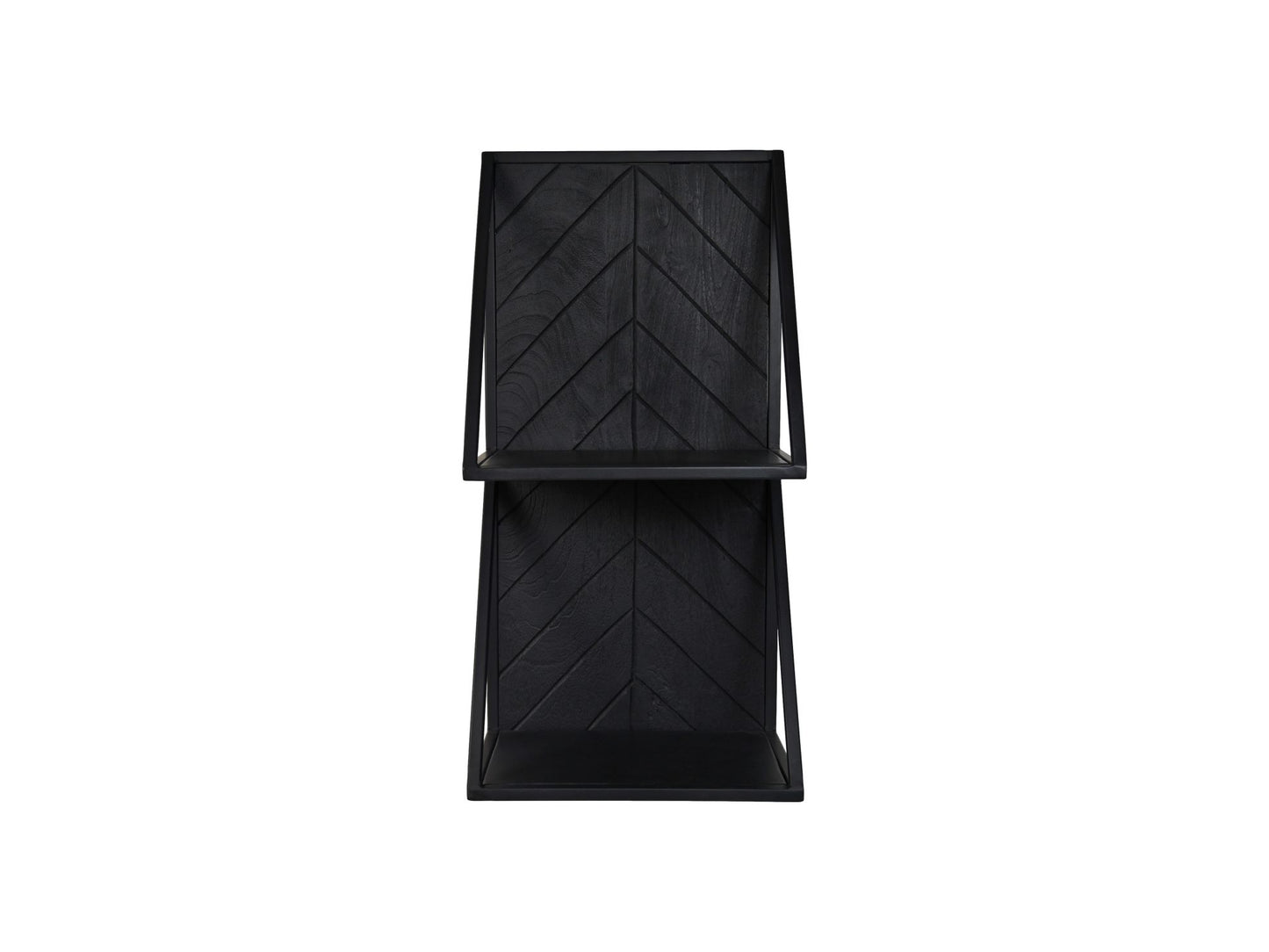 Étagère murale double - 30x20x60 - Noir - Manguier/fer