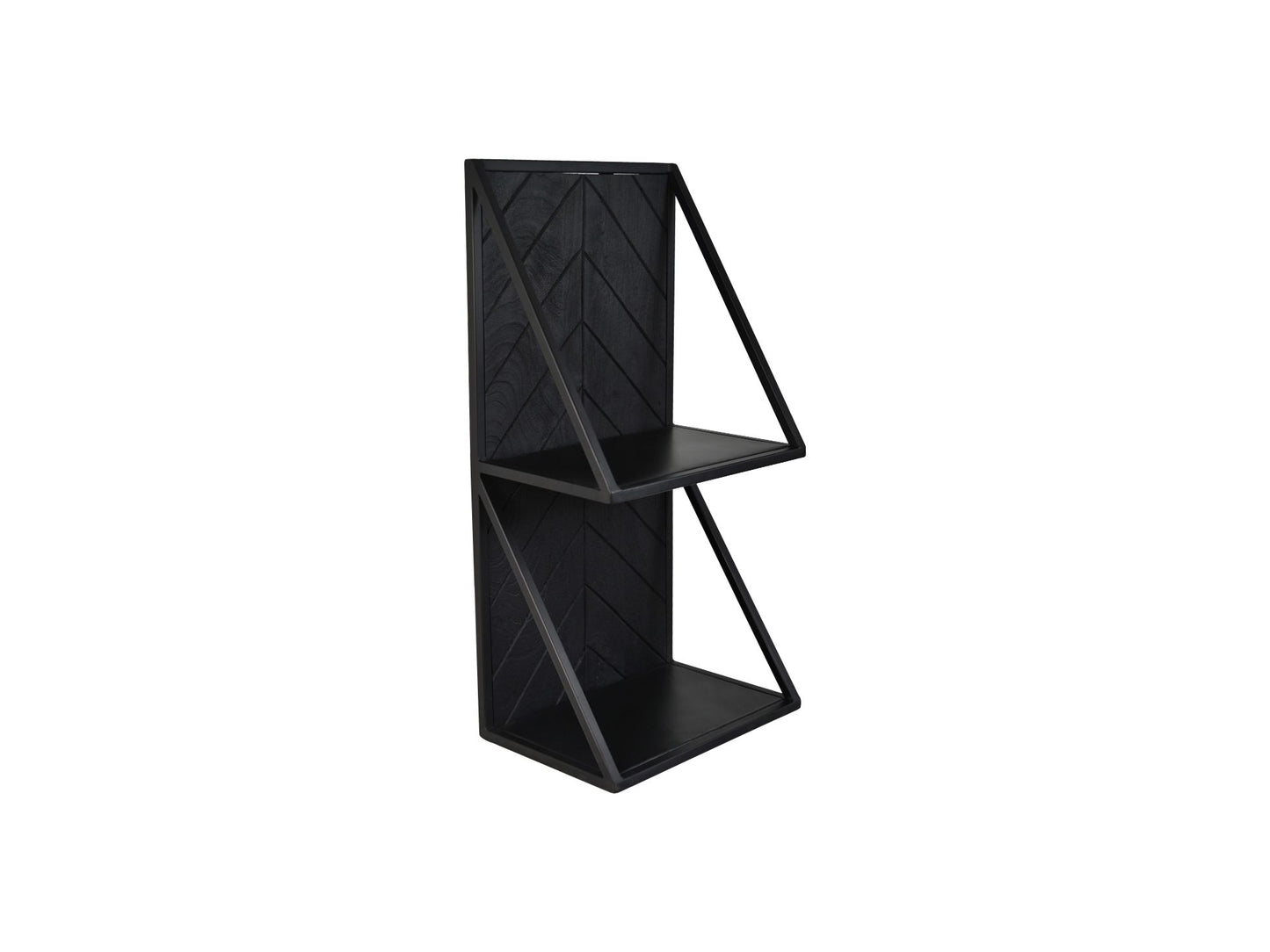 Étagère murale double - 30x20x60 - Noir - Manguier/fer