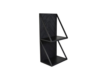 Étagère murale double - 30x20x60 - Noir - Manguier/fer