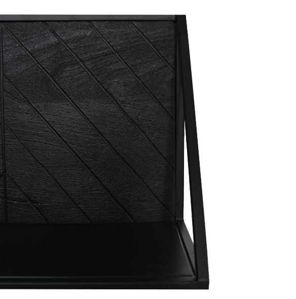 Étagère murale double - 30x20x60 - Noir - Manguier/fer