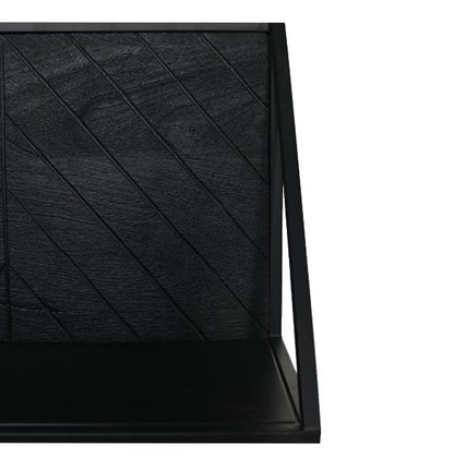 Étagère murale double - 30x20x60 - Noir - Manguier/fer