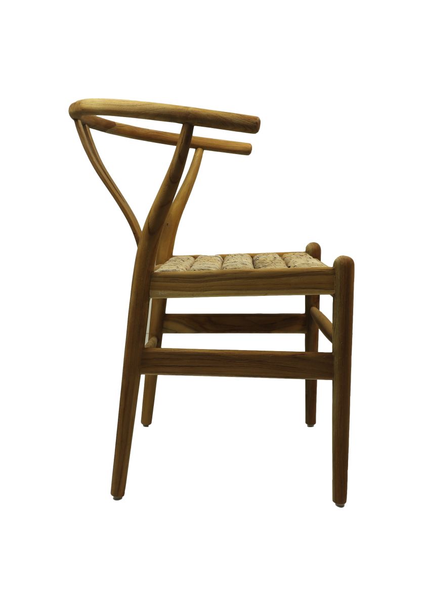 Chaise de salle à manger - 50x41x78 - Naturel - Teck/feuille de bananier