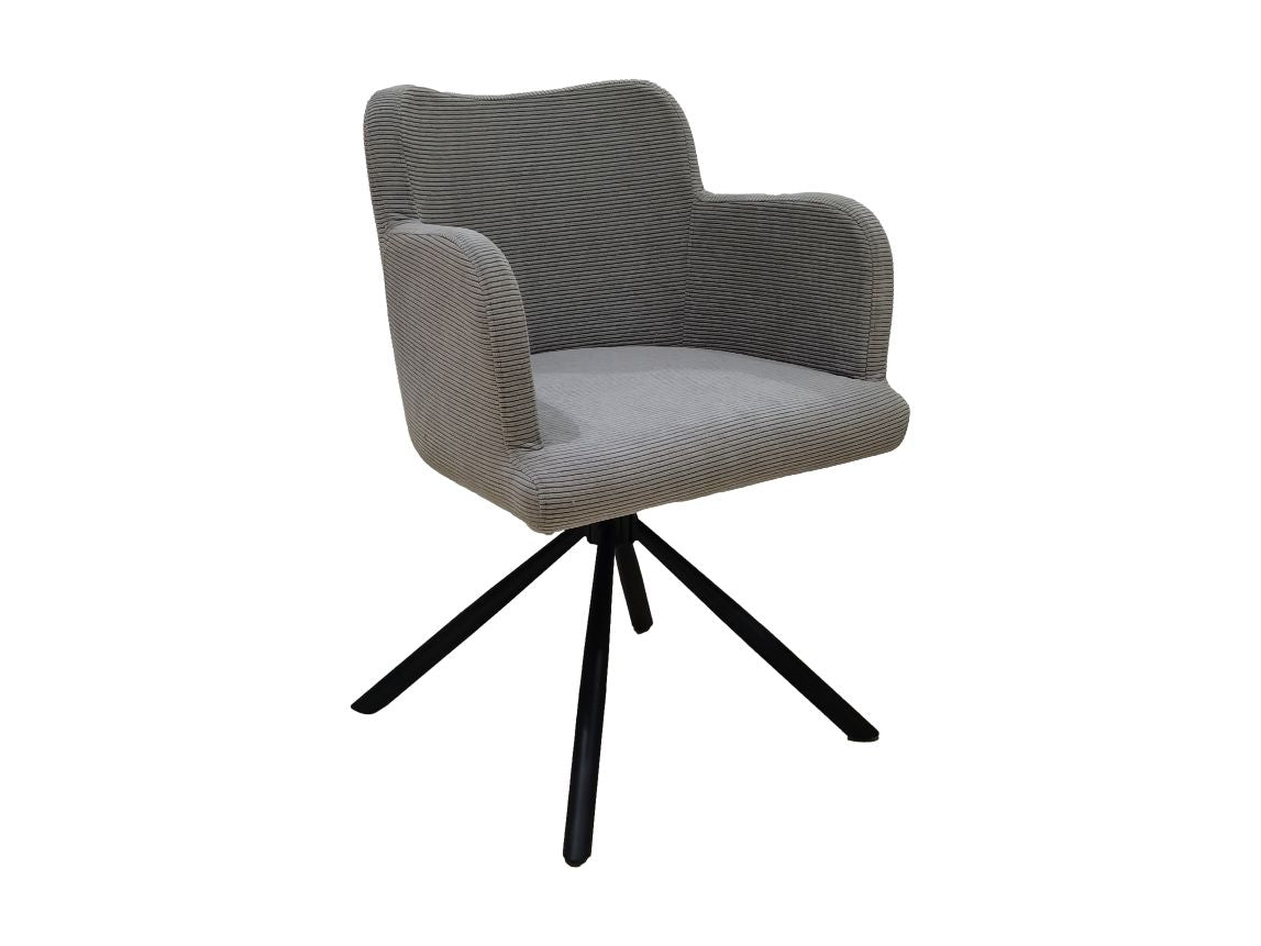 Chaise de salle à manger Bella - lot de 2 - 56x60x82 - Gris clair/noir - Tissu/métal