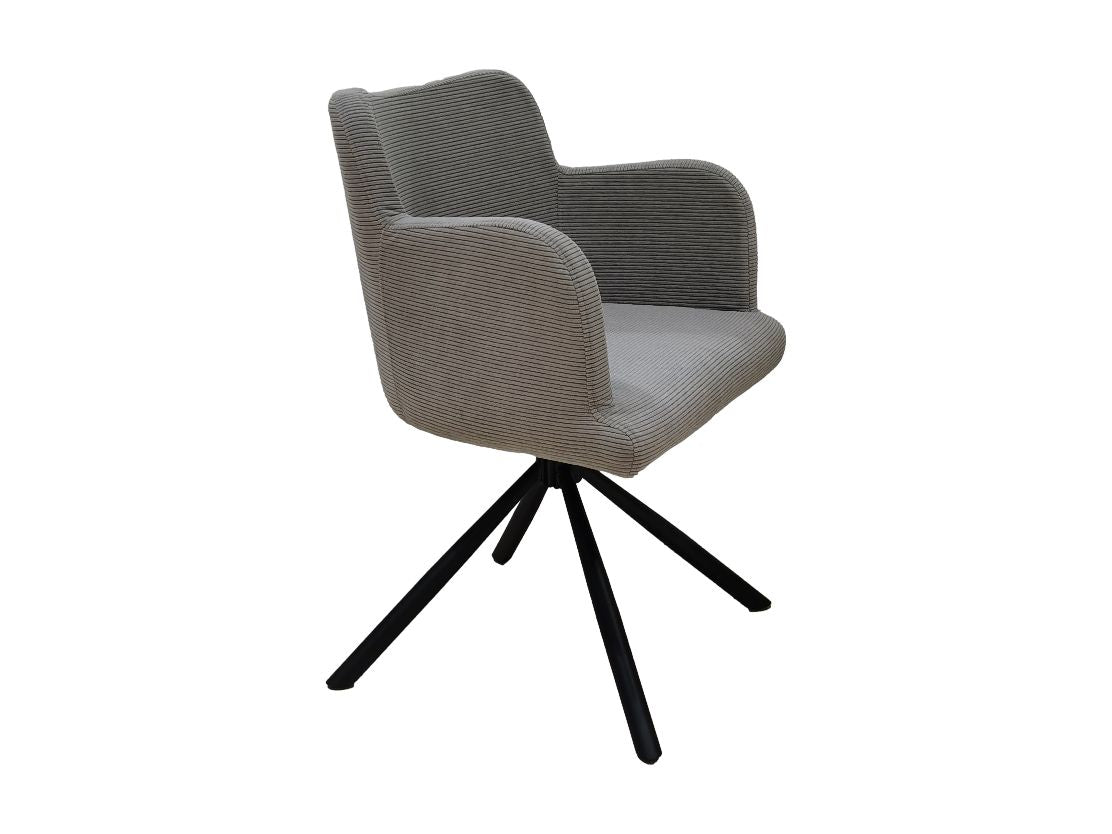 Chaise de salle à manger Bella - lot de 2 - 56x60x82 - Gris clair/noir - Tissu/métal