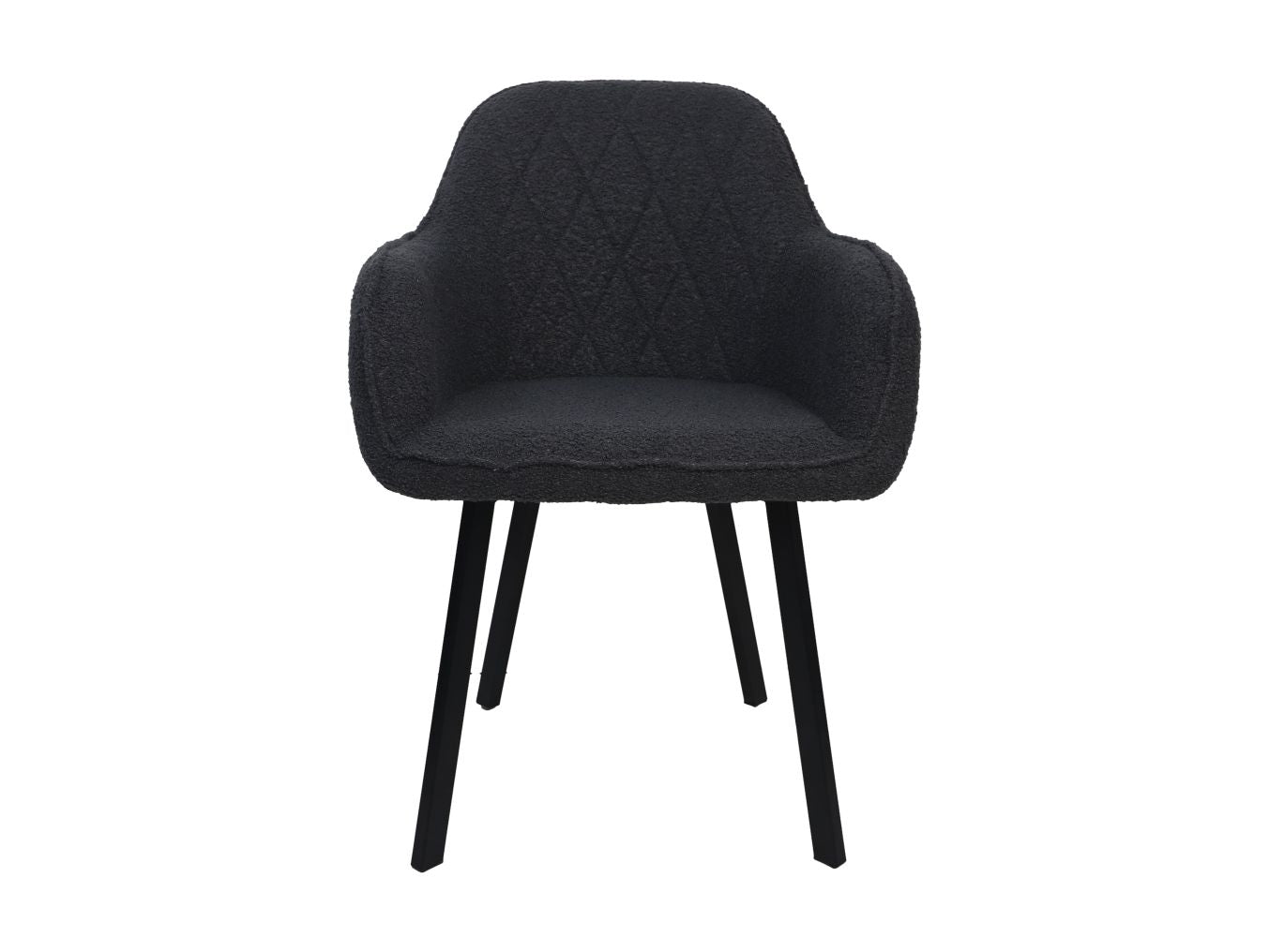 Chaise de salle à manger Demi - Gris foncé/noir - Teddy/métal - Lot de 2