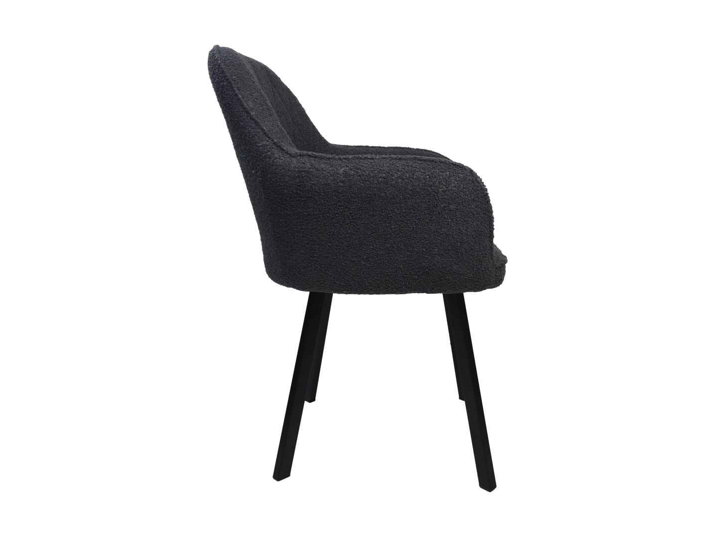 Chaise de salle à manger Demi - Gris foncé/noir - Teddy/métal - Lot de 2