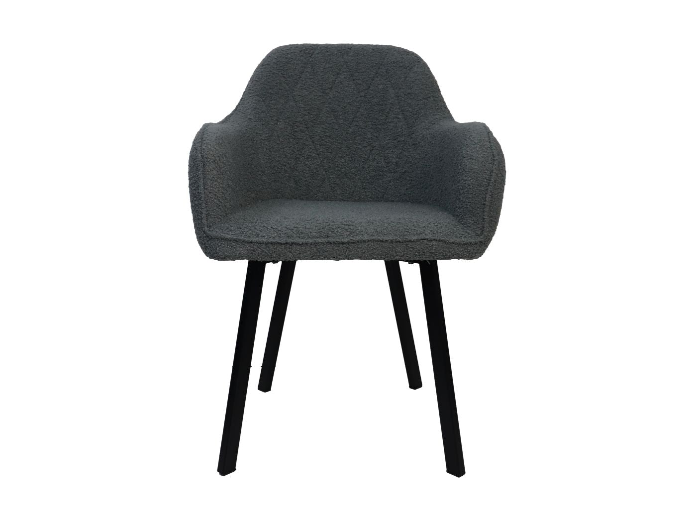 Chaise de salle à manger Demi - Gris clair / noir - Laine de mouton / métal - Lot de 2