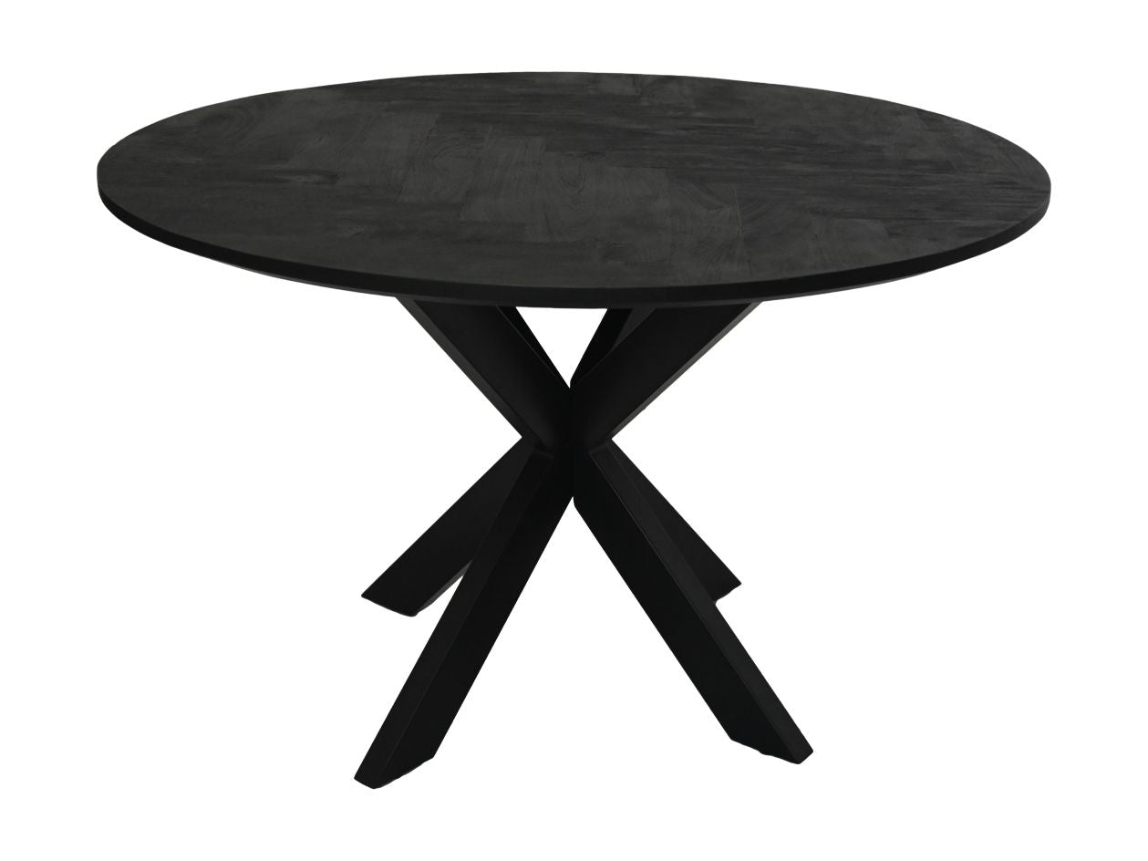 Table à manger Mozaik Verona ronde - 100x100x77 - Noir - Bois de manguier/métal