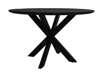Table à manger Mozaik Verona ronde - 120x120x77 - Noir - Bois de manguier/métal