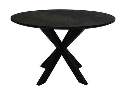 Table à manger Mozaik Verona ronde - 120x120x77 - Noir - Bois de manguier/métal