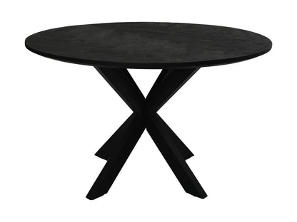 Table à manger Mozaik Verona ronde - 140x140x76 - Noir - Bois de manguier/métal