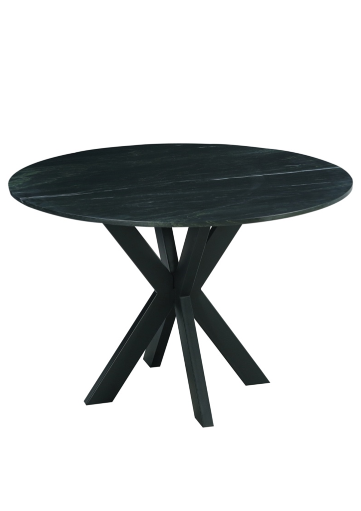 Table à manger ronde en marbre - ø90x77 - Noir - Marbre/métal