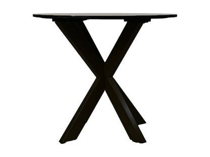 Table à manger ronde en marbre - ø90x77 - Noir - Marbre/métal