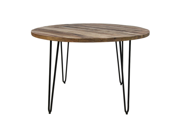 Table à manger Valencia - ø120 cm - Naturel/noir - Bois de manguier/métal