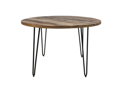 Table à manger Valencia - ø120 cm - Naturel/noir - Bois de manguier/métal