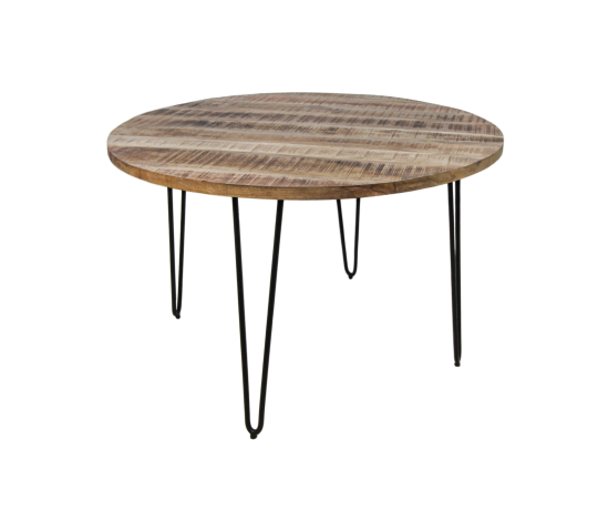 Table à manger Valencia - ø120 cm - Naturel/noir - Bois de manguier/métal