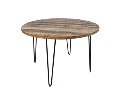 Table à manger Valencia - ø120 cm - Naturel/noir - Bois de manguier/métal