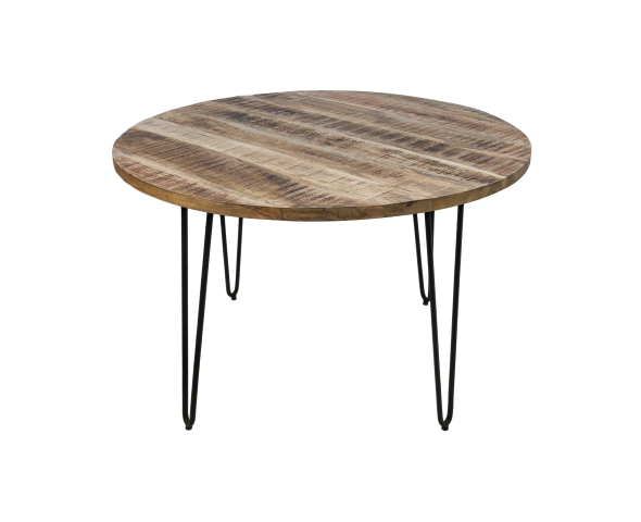 Table à manger Valencia - ø120 cm - Naturel/noir - Bois de manguier/métal