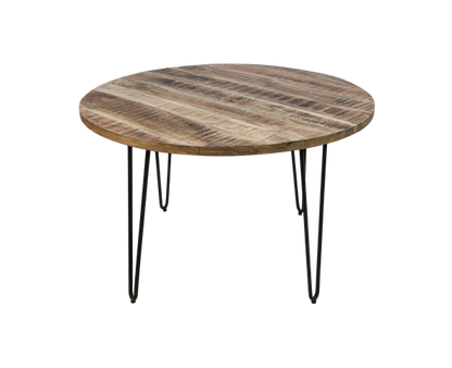 Table à manger Valencia - ø120 cm - Naturel/noir - Bois de manguier/métal