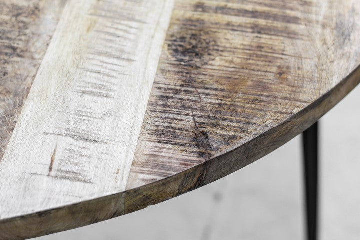 Table à manger Valencia - ø120 cm - Naturel/noir - Bois de manguier/métal