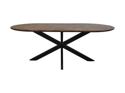 Table à manger Verona ovale - 200x100x76 - naturel/noir - Bois de manguier/métal