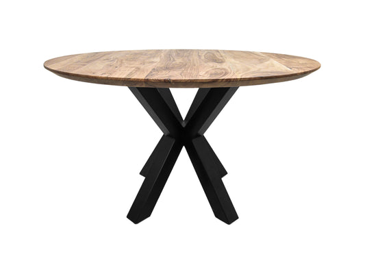 Table à manger Zurich ronde - ø130x76 - Pieds de table Oakland - Bois d'acacia/métal