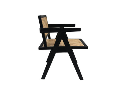 Fauteuil - 58x60x79 - Noir/naturel - Acajou/rotin