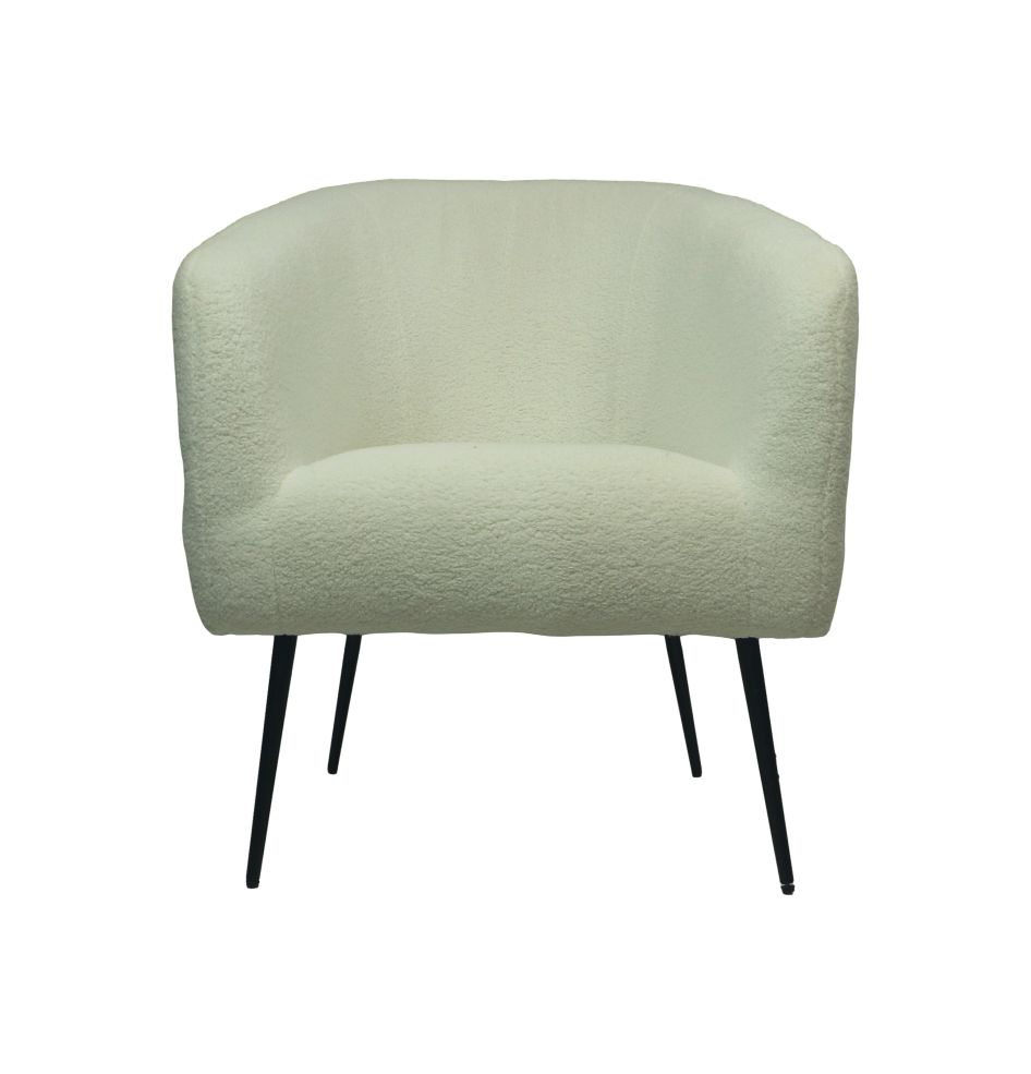 Fauteuil - 77x68x83 - Blanc/noir - Bouclé