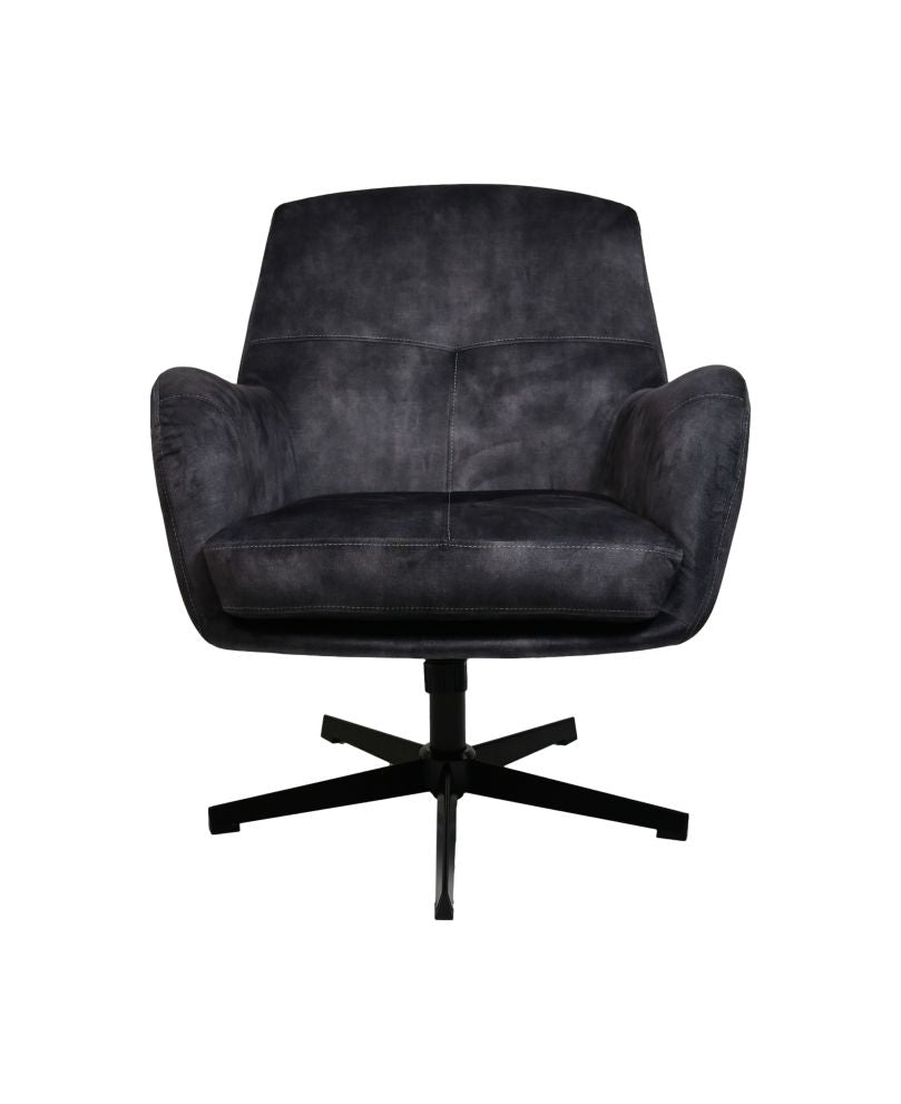 Fauteuil Cleveland - 75x73x88 - Gris/noir - Adore/métal