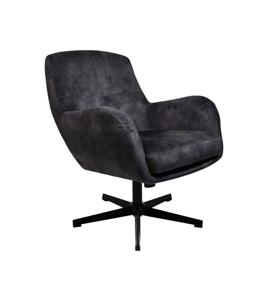 Fauteuil Cleveland - 75x73x88 - Gris/noir - Adore/métal