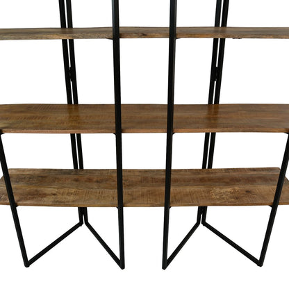 Etagère de rangement 4 étagères - 165x48x200 - Naturel/noir - Bois de manguier/fer