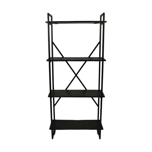 Etagère de rangement - 80x35x180 - Noir - Manguier/fer