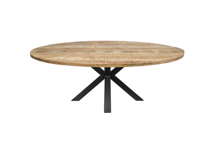 Ovale Table à manger - 200x100 cm - massief Bois de manguier/metaal