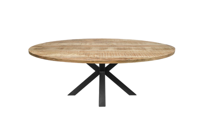 Ovale Table à manger - 200x100 cm - massief Bois de manguier/metaal